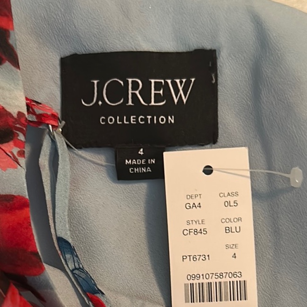 J.Crew Collection Ruffle Slip Dress – NWT! Size 4 | Blue & Red Floral - Picture 10 of 10